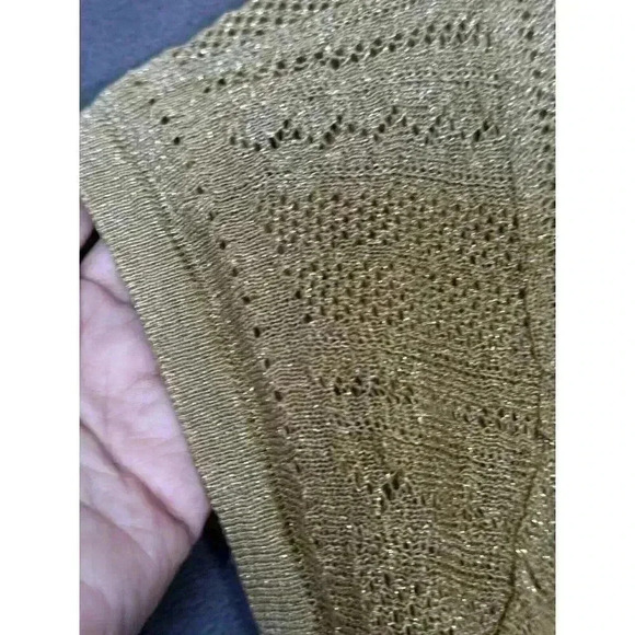 Vintage Y2K Gold Metallic Women's Knit Sweater Overlay Stretch Size XXL Sparkle - Picture 12 of 12